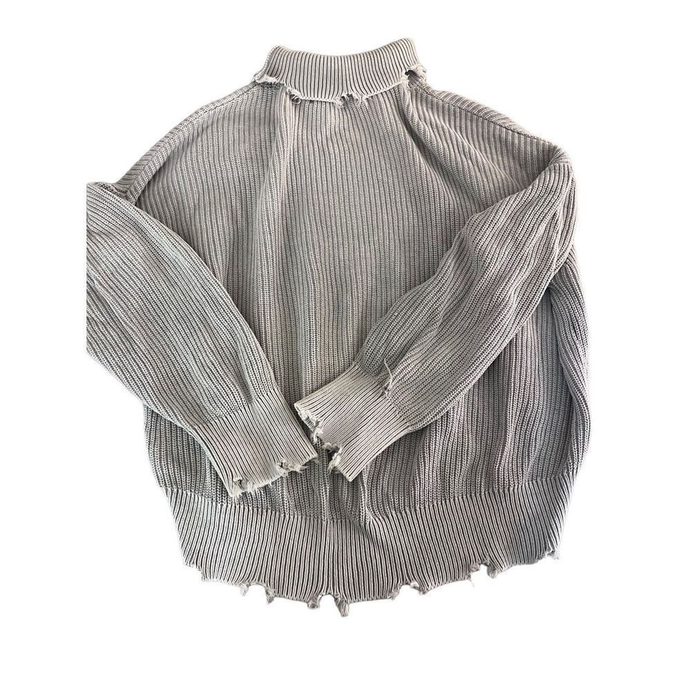 Distressed gray sweater